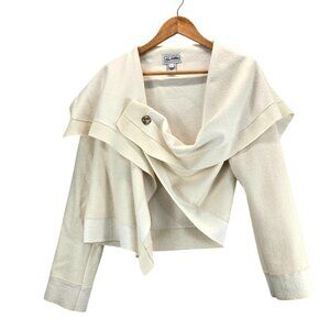 Wrap Jacket Asymmetrical Winter White Wool Blend L by Two Wishes Crop Boxy Coat